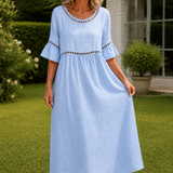 Lydia Eyelet Maxi Dress - Sky Blue