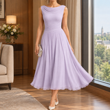 Calla-Grace Draped Midi Dress - Purple