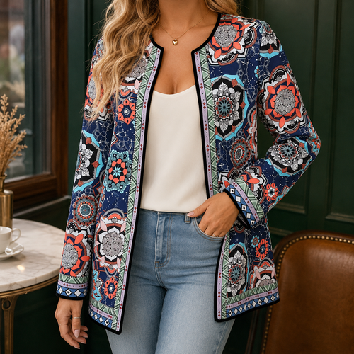 Adeline-Skye Printed Jacket - Navy Multicolor