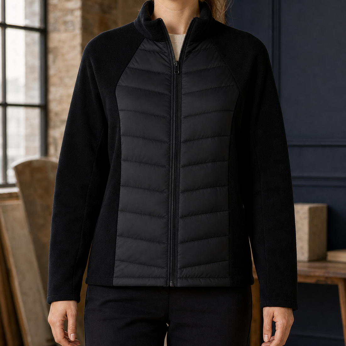 Capucine-Rose Hybrid Jacket - Black