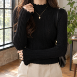 Brigitte-Rae Ruffle Neck Sweater - Black