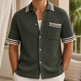 Oberon Open-Knit Polo - Army Green