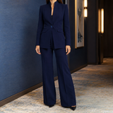 Estella Wide-Leg Set - Navy Blue