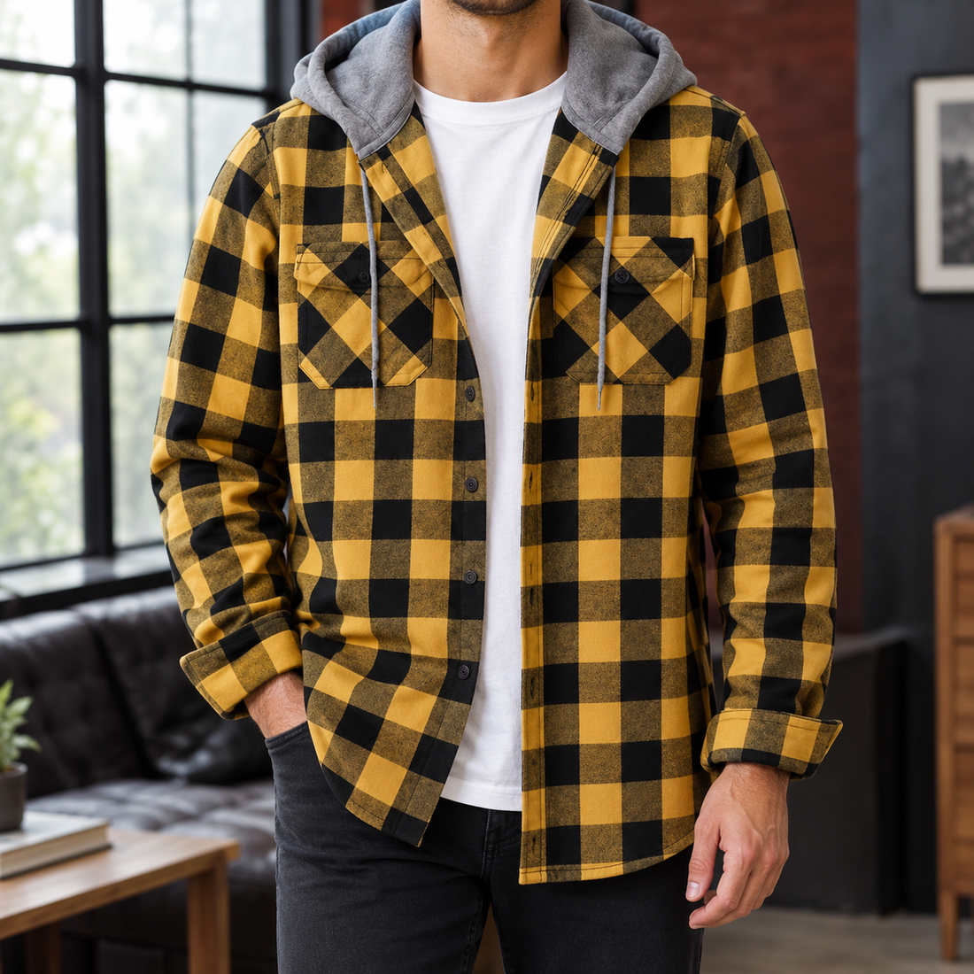 Liam Hooded Overshirt - Yellow