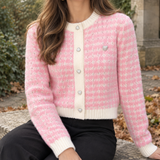 Alina-Rose Houndstooth Cardigan - Powder