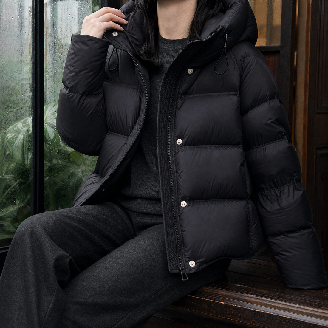 Sabine-Hope Hooded Puffer Jacket - Black