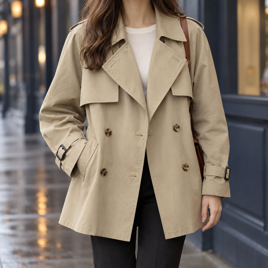Annalise Double Breasted Jacket - Khaki