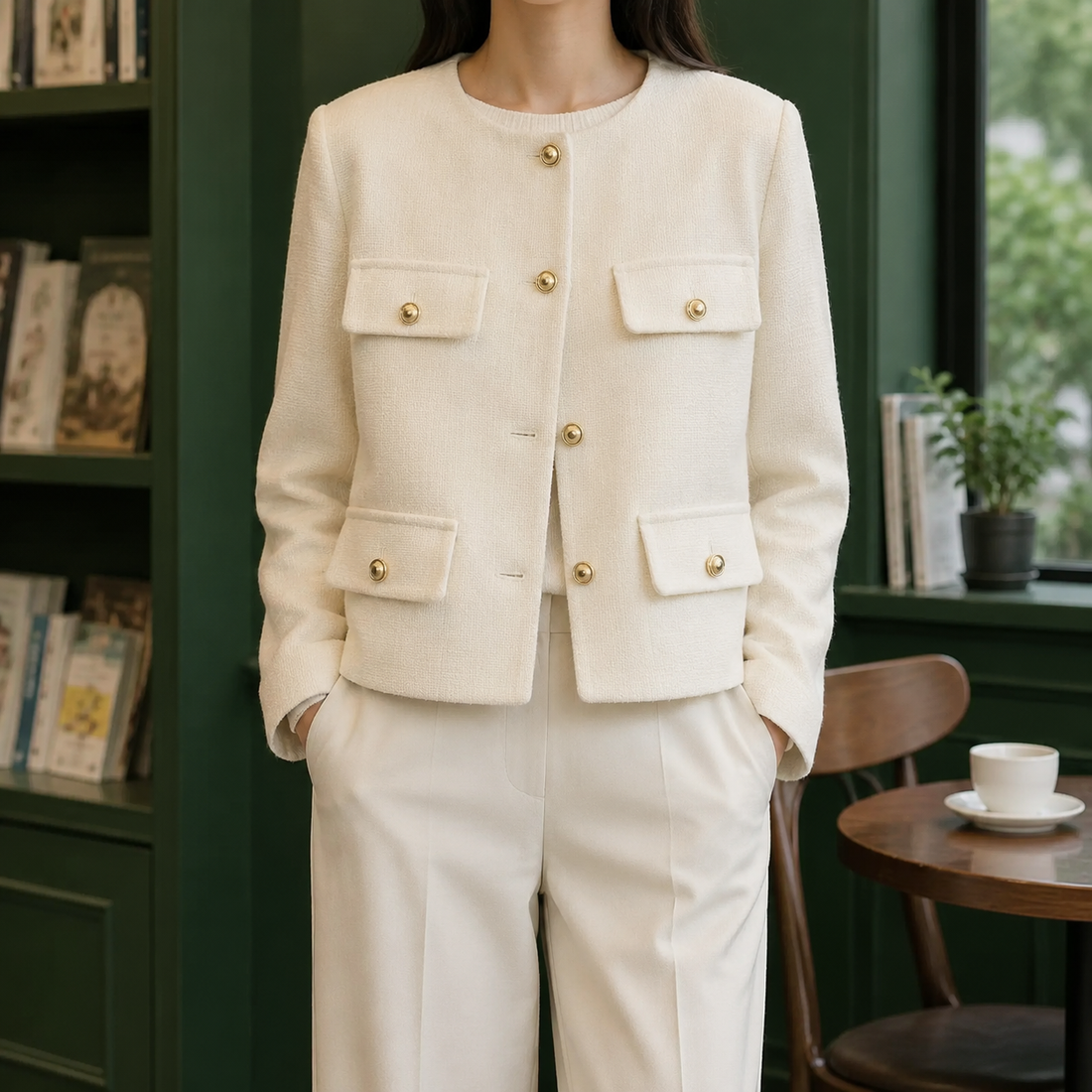 Mina-Rae Cropped Jacket - Beige