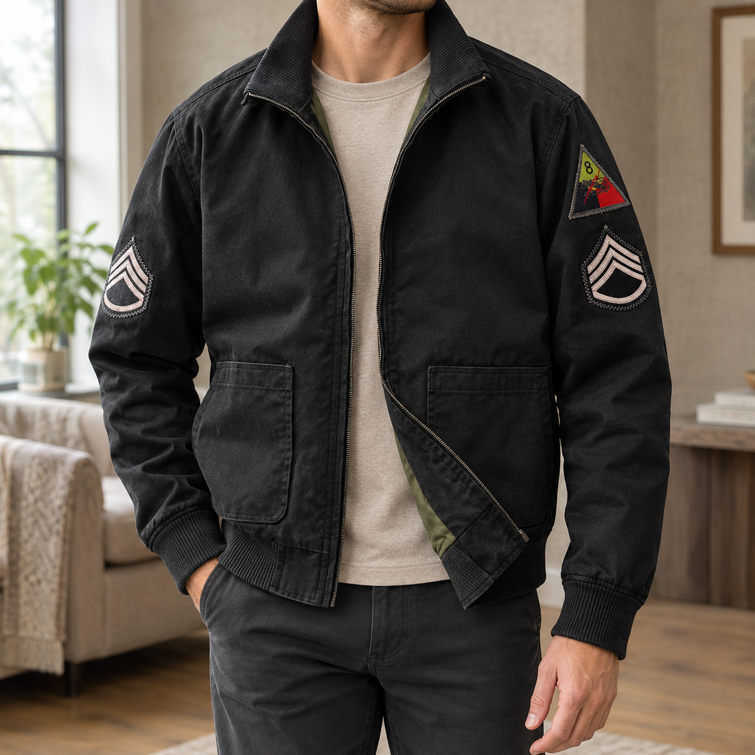 Colin Military Jacket - Black