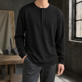 Alex Waffle Henley - Black