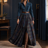 Zoe-Marie Tartan Maxi Dress - Peacock Blue