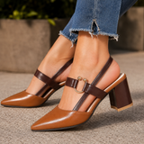 Vercelli T-Strap Heels - Brown