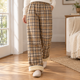 April-Rose Wide Leg Pants - Tan Plaid