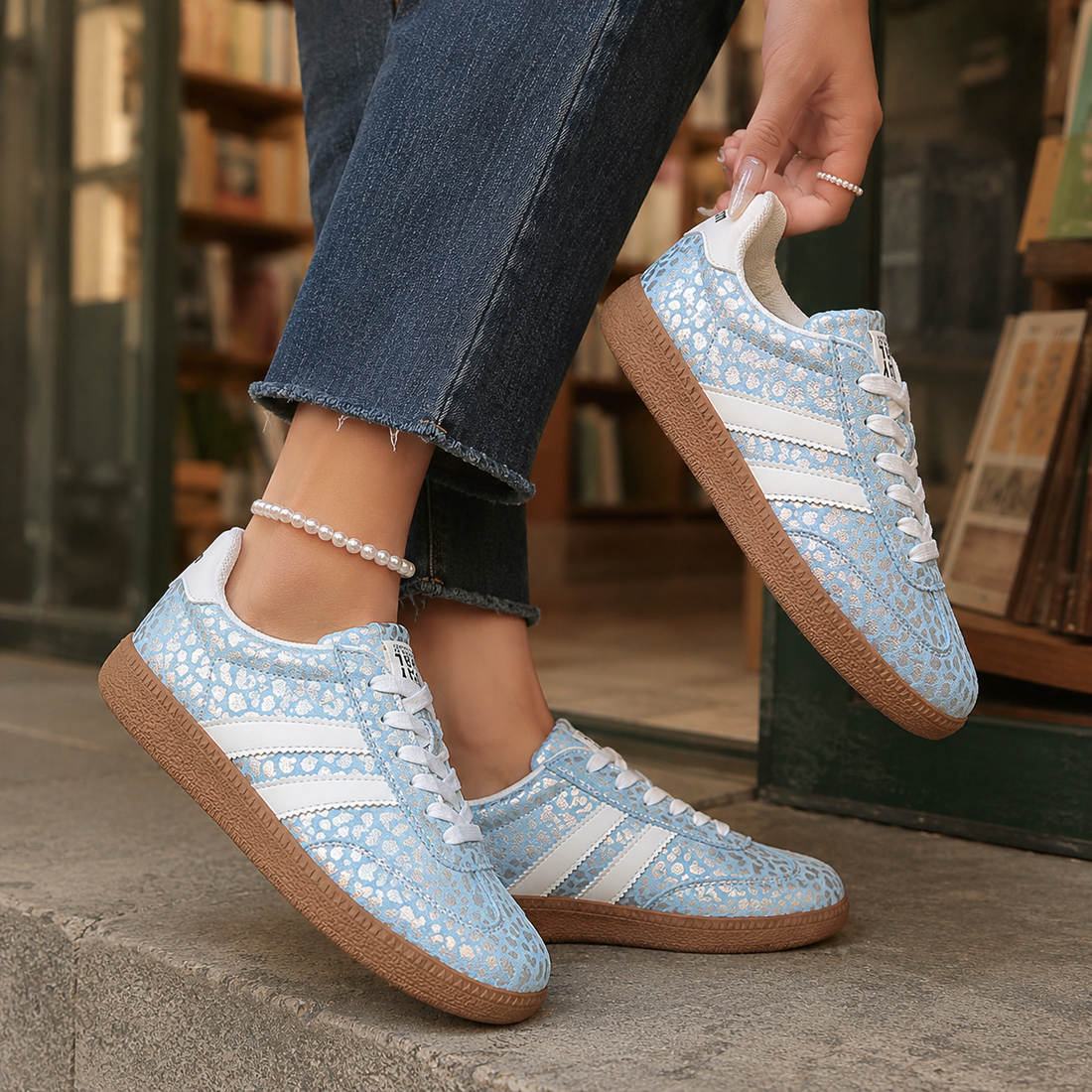 Barletta Metallic Leopard Sneakers - Blue
