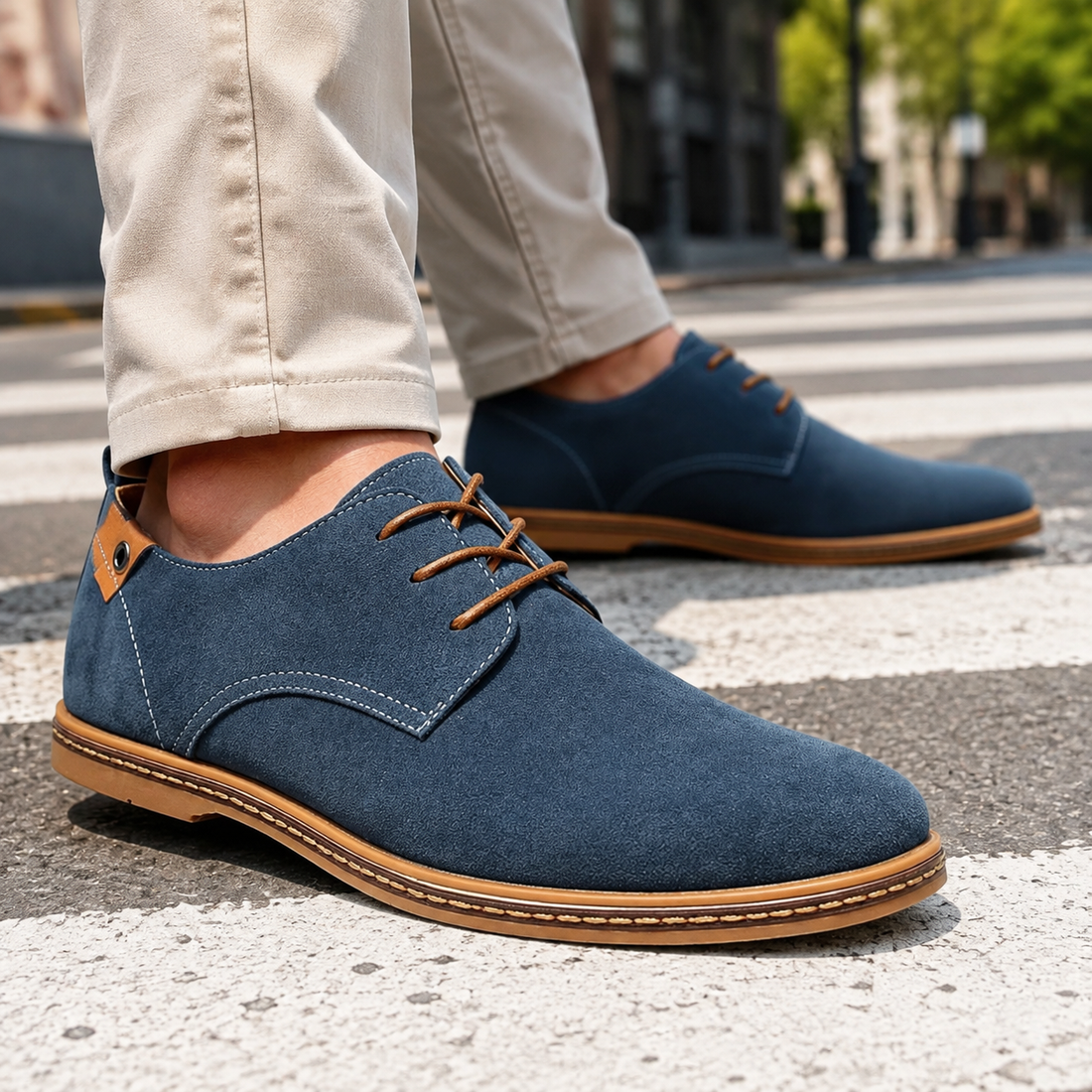 Romano Suede Derby Shoes - Blue
