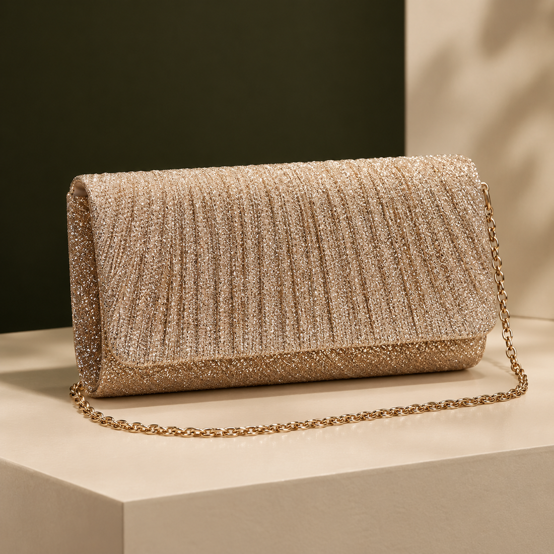 Gori Ruched Clutch - Gold