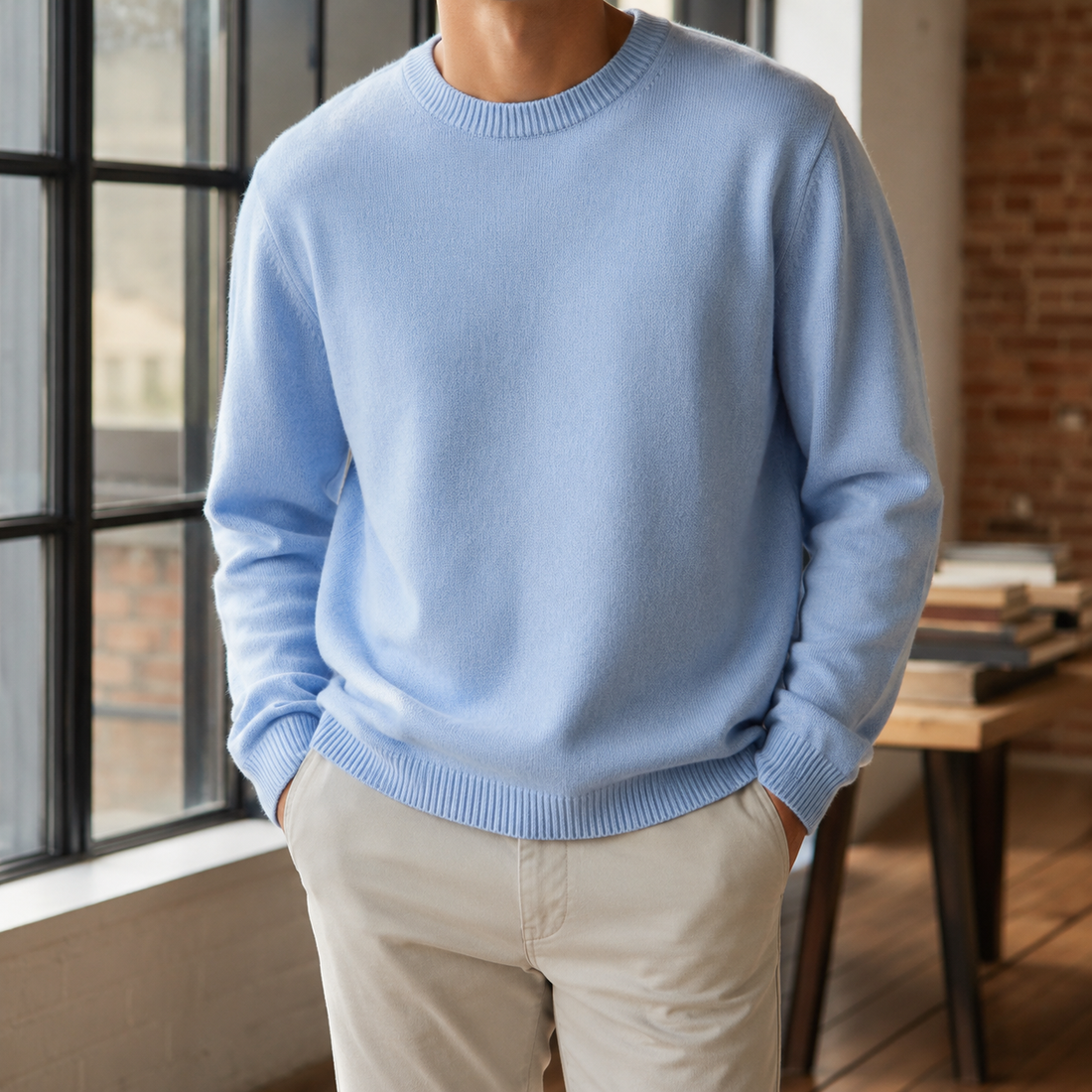 Florian Crew Neck Sweater - Sky Blue O