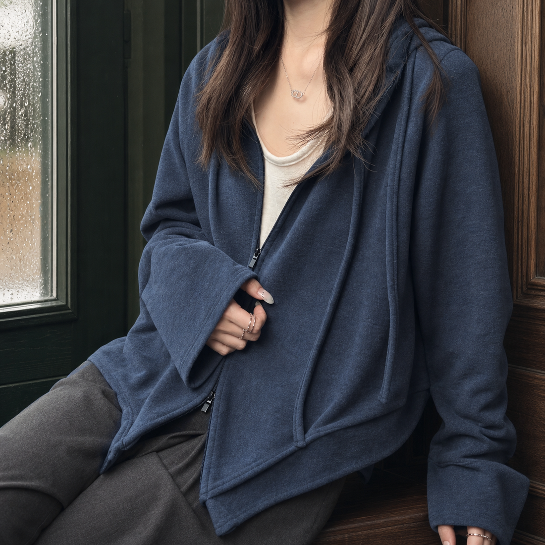 Sarah-Jane Hooded Hoodie - Azure Blue