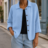 Soraya-Lane Collared Cardigan - Light Blue