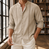 Adrian Band Collar Shirt - Beige