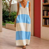 Genevieve Striped Maxi Dress - Sky Blue