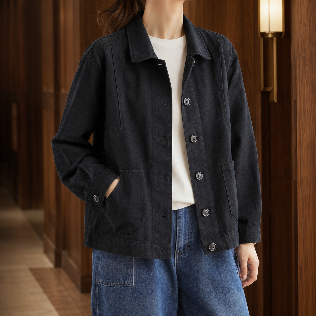 Evangeline-Jade Utility Jacket - Black