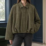 Erin Suede Bomber Jacket - Army Green