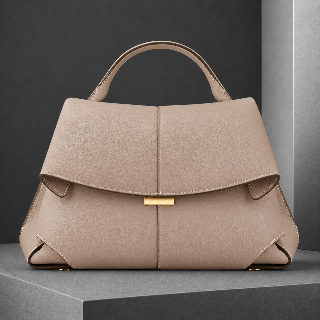 Positano Leather Handbag - Beige