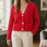 Melanie Chunky Cardigan - Red