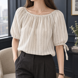 Isla-June Gathered Neck Top - White