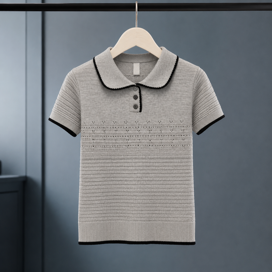 Matilda-Louise Pointelle Polo - Gray