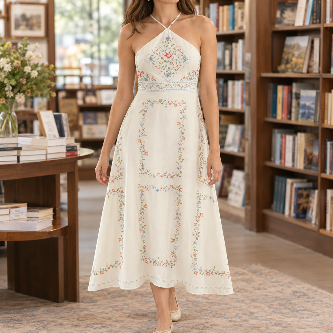 Marcella-Jane Halter Midi Dress - Mixed Color