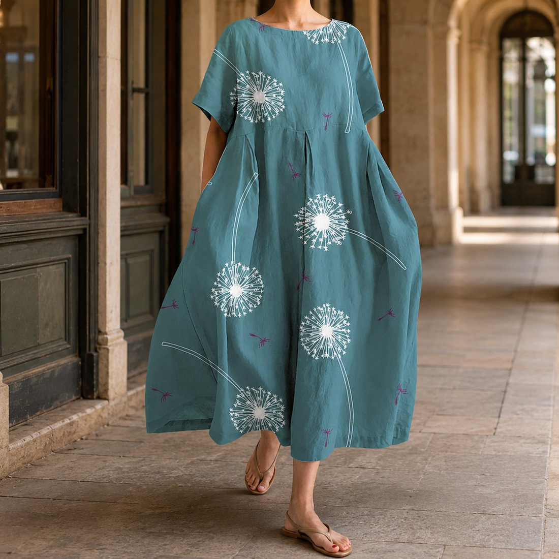 Bernadette-Sage Dandelion Maxi Dress - Green