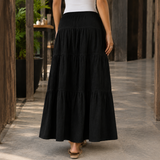 Freya Tiered Maxi Skirt - Black