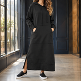 Briony Hooded Maxi Dress - Black