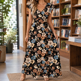 Bronwen-June Flutter Sleeve Dress - Black Floral