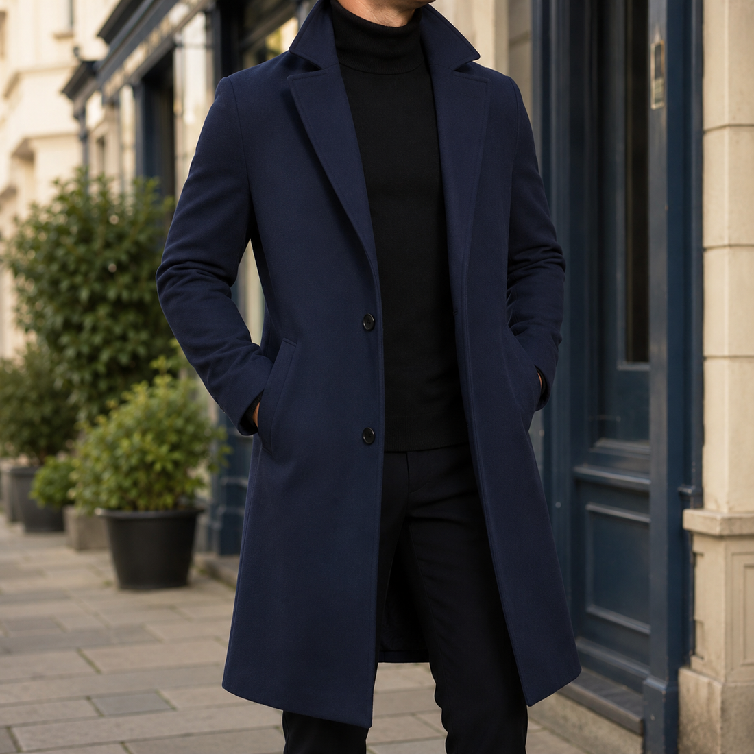 Octavian Tailored Overcoat - Navy