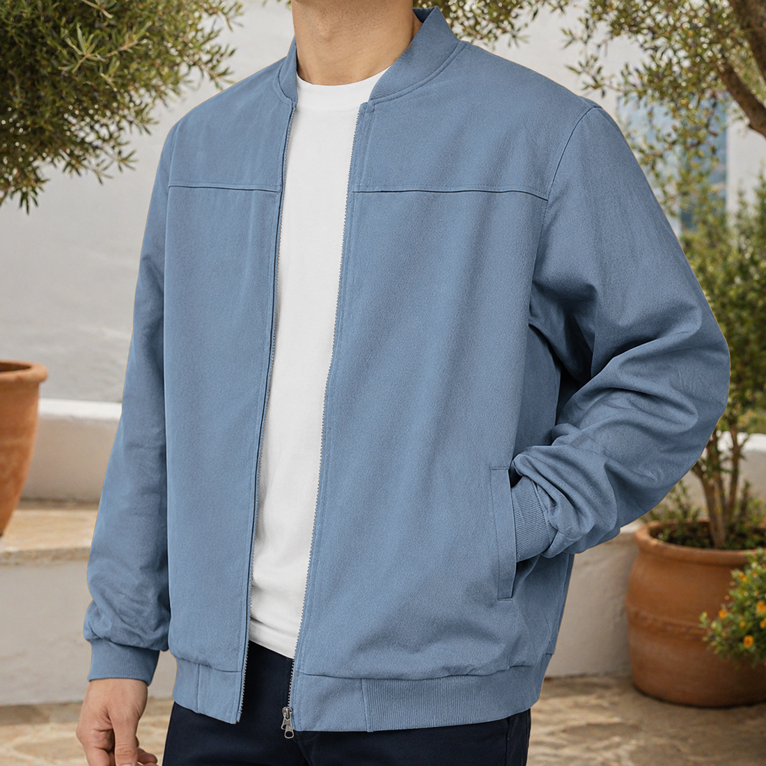 Henry Bomber Jacket - Light Blue