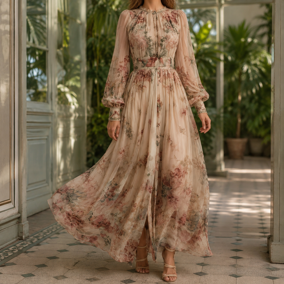 Laurel A-Line Dress - Blush Floral