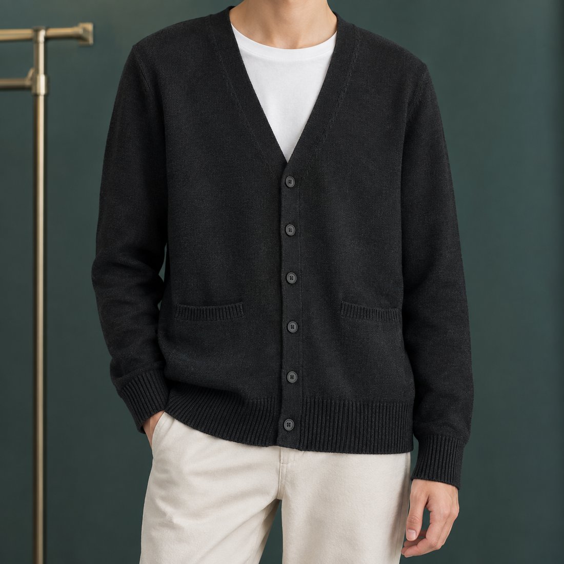 Junia-Kate V-Neck Cardigan - Black