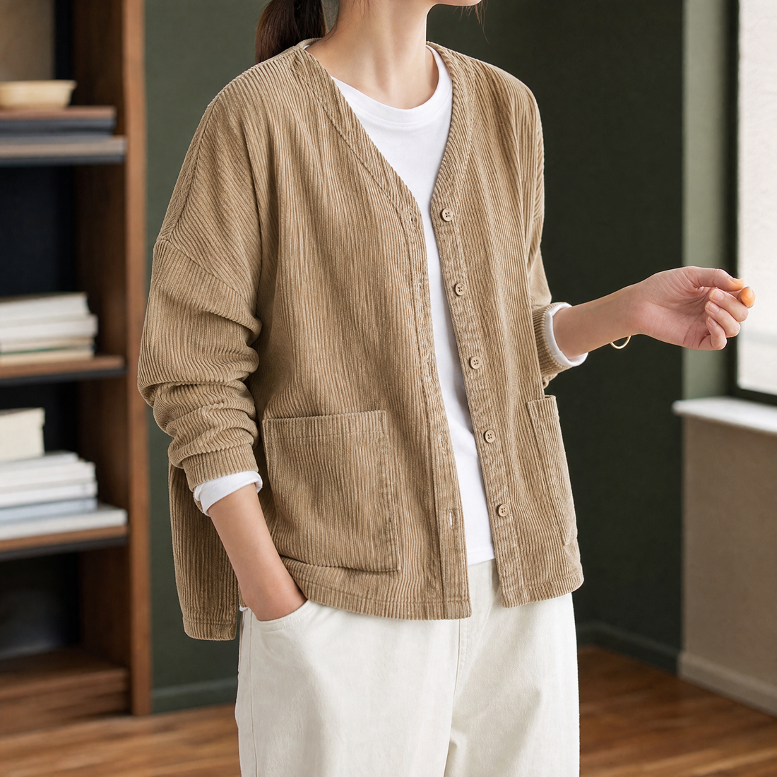 Annabel-Mae Corduroy Jacket - Khaki
