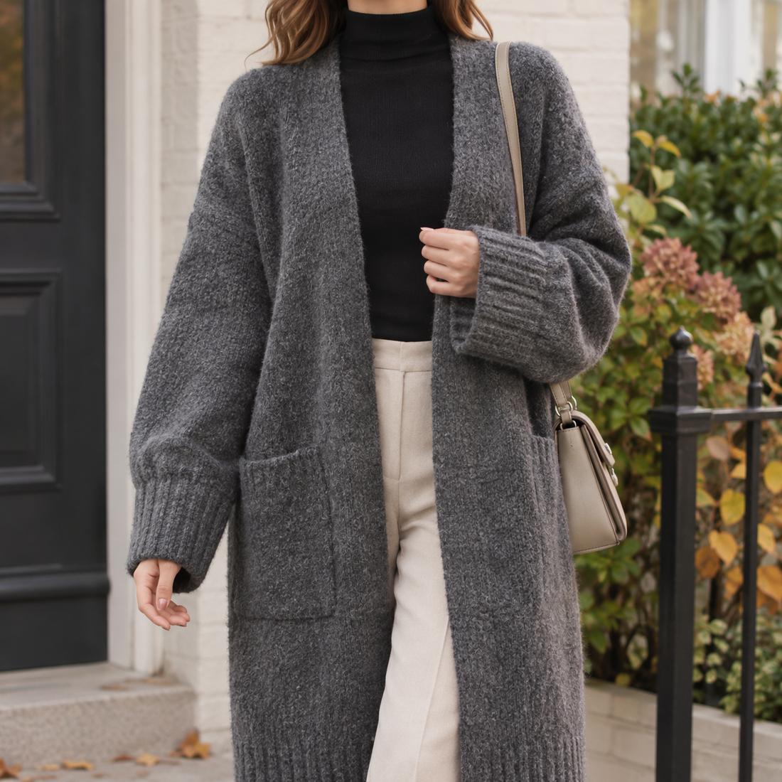 Winona-Skye Longline Cardigan - Dark Gray