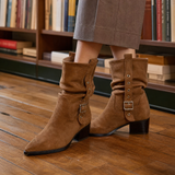 Cabrini Suede Western Boots - Brown
