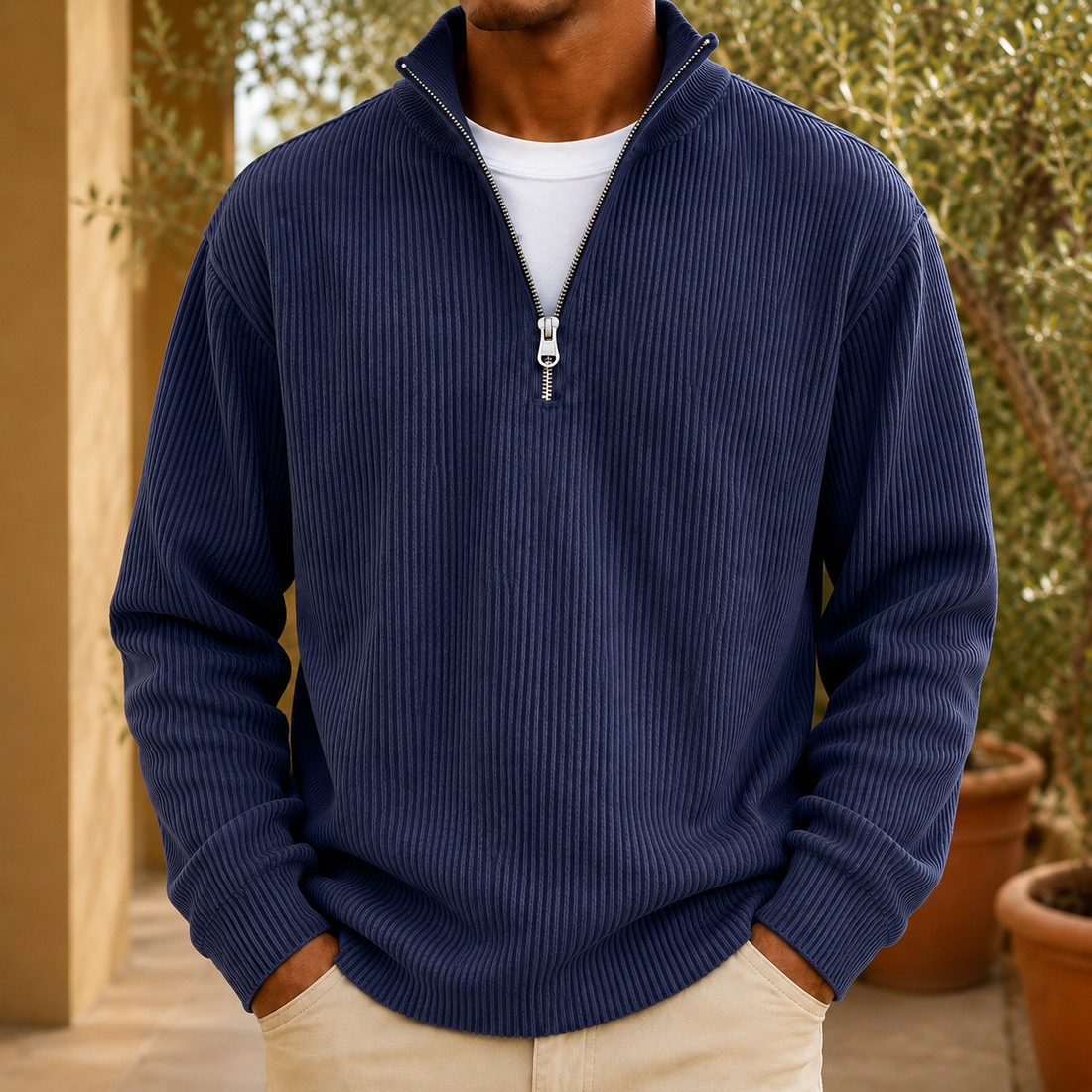 Ulric Ribbed Jacket - Navy