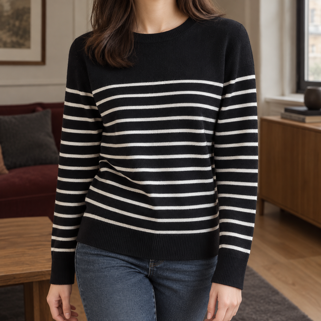 Sienna-Rae Striped Sweater - Black
