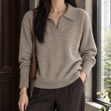 Briony-Hope Polo Collar Sweater - Khaki