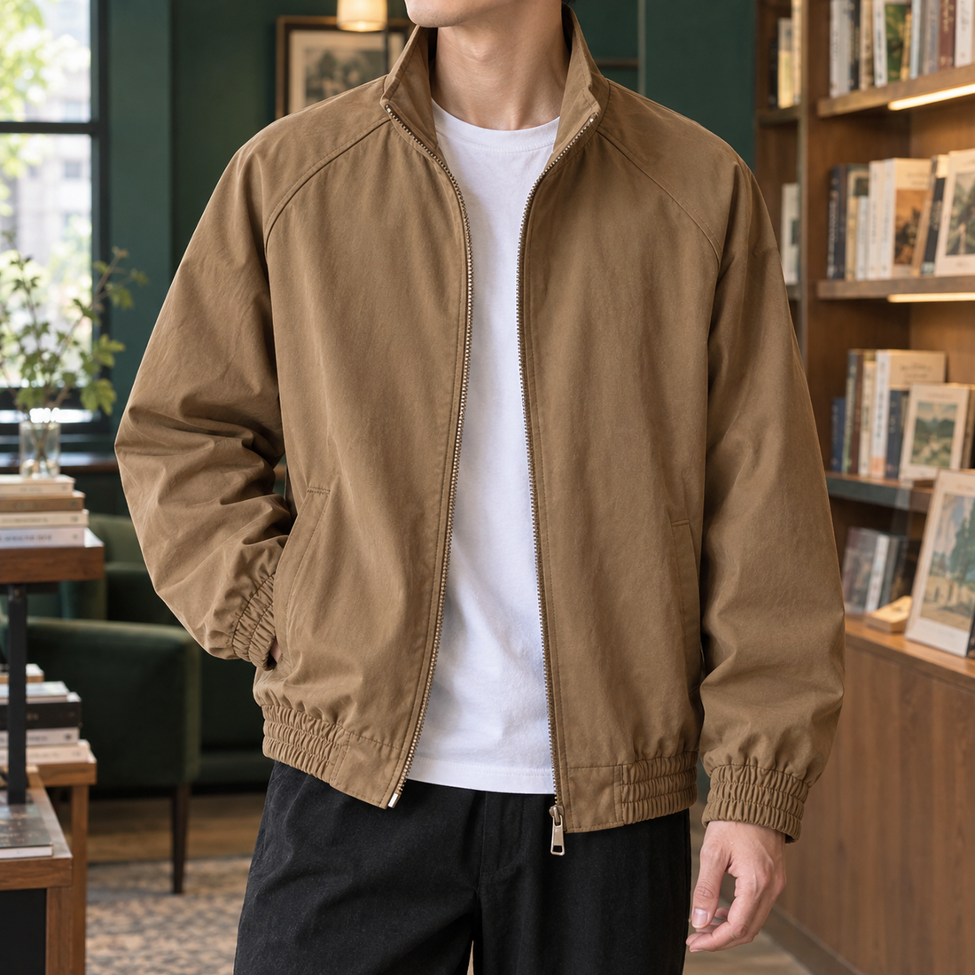 Wilfred Stand Collar Jacket - Light Brown