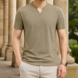 Francis Split Neck T-Shirt - Khaki