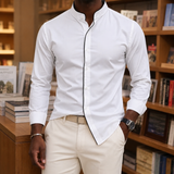 James Mandarin Shirt - White