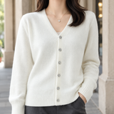 Esther-Belle V-Neck Cardigan - White